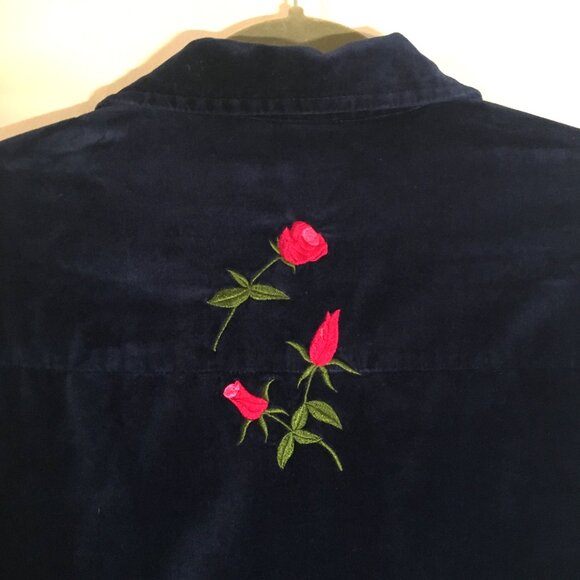Embroidered Navy Jacket with Pink Accents - Picture 9 of 13